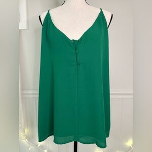 VERSONA Green Sleeveless V-Neck Camisole Tank Top